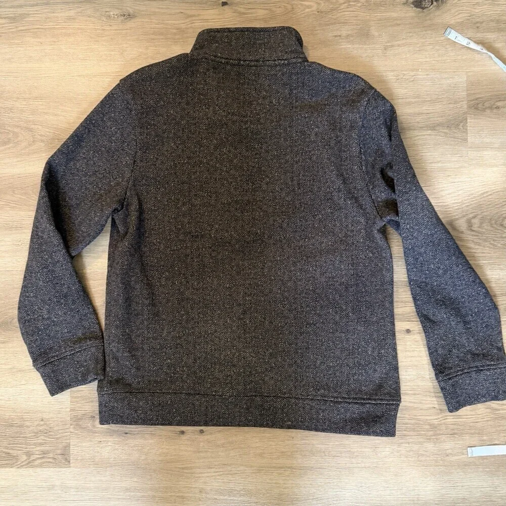 True Grit Mens Medium 1/2 Zip Pullover Brown Herringbone Knit Sweater